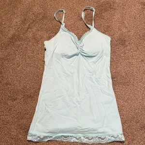 No Boundaries Light Blue Lace Trim Tank Top